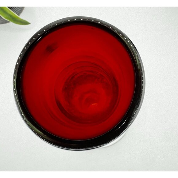 Tall Elegant Red & Clear Glass Vase For Home Decor Or Floral Arrangements - Picture 7 of 8